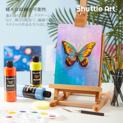 Shuttle Art アクリル絵の具 18色 250ml 大容量 絵の具セット ナイフ